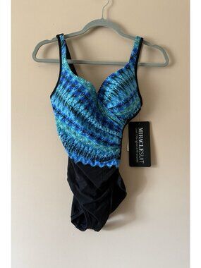 Miraclesuit Cabana Chic It’s A Wrap Bathing Suit One Piece Shaping Resort NWT 8